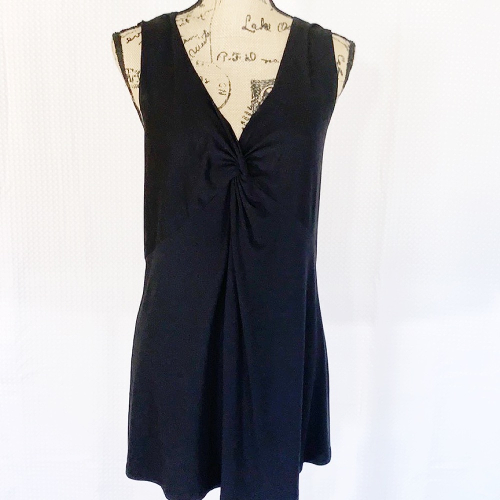 Eileen Fisher Twist Front Black Sleeveless Tunic